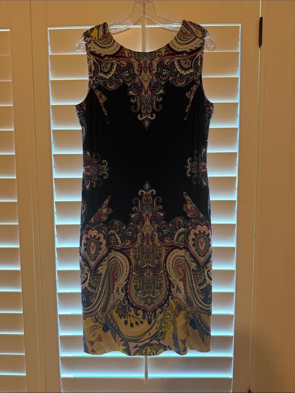 Etcetera Black Multicolor Paisley Sheath Dress